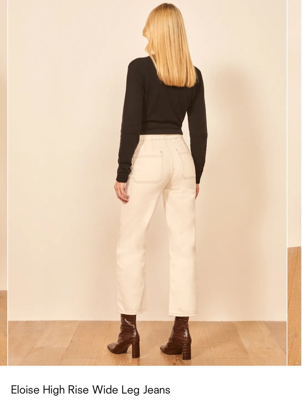 Reformation Eloise High-Rise Wide Leg Button-Fly White Straight Jeans - Picture 6 of 6